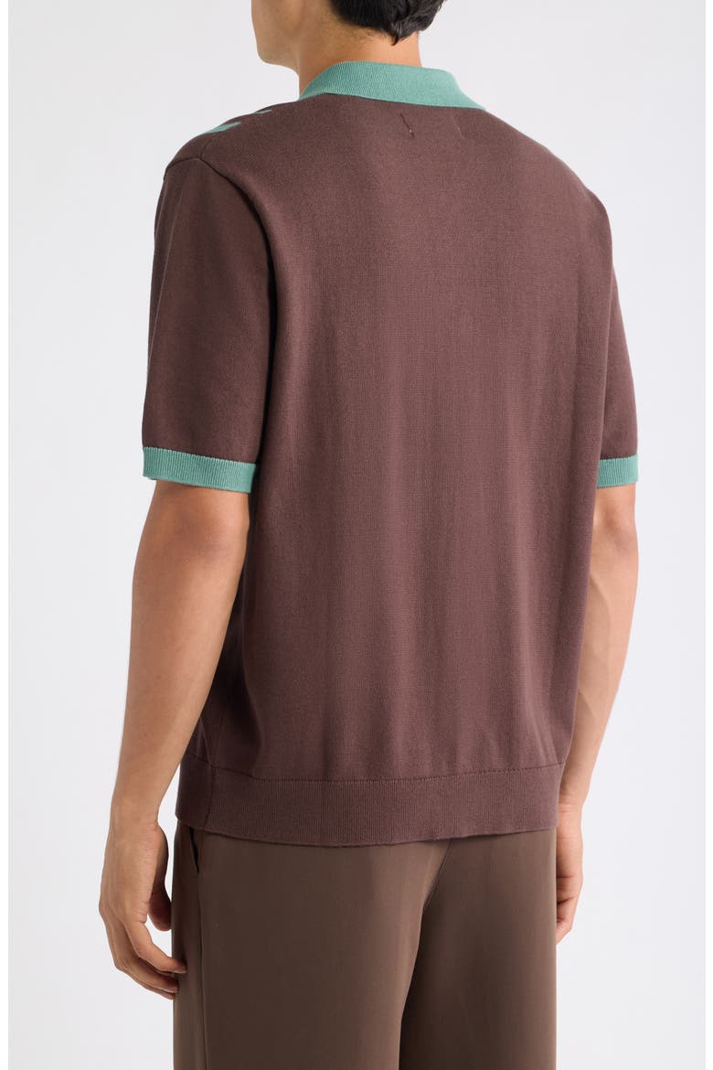 Tellaro Intarsia Cotton Shirt, Alternate, color, BROWN / SAGE