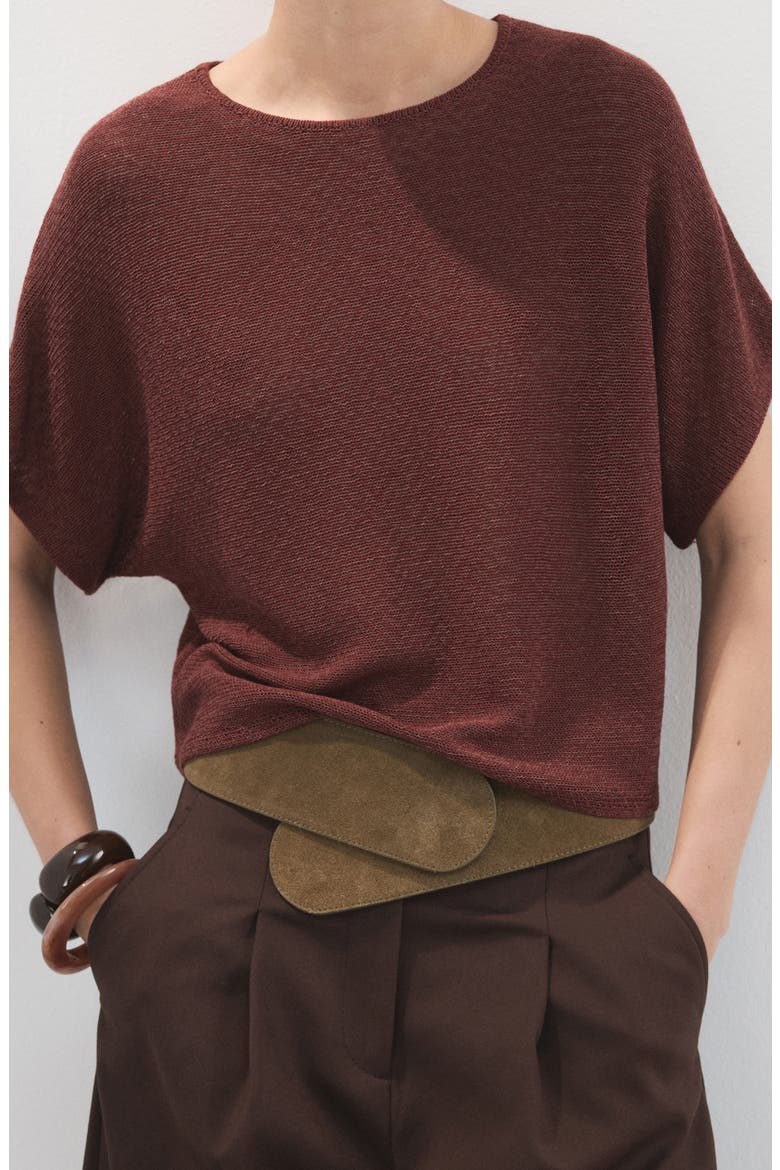 Short Sleeve Sweater, Alternate, color, BURNT ORANGE