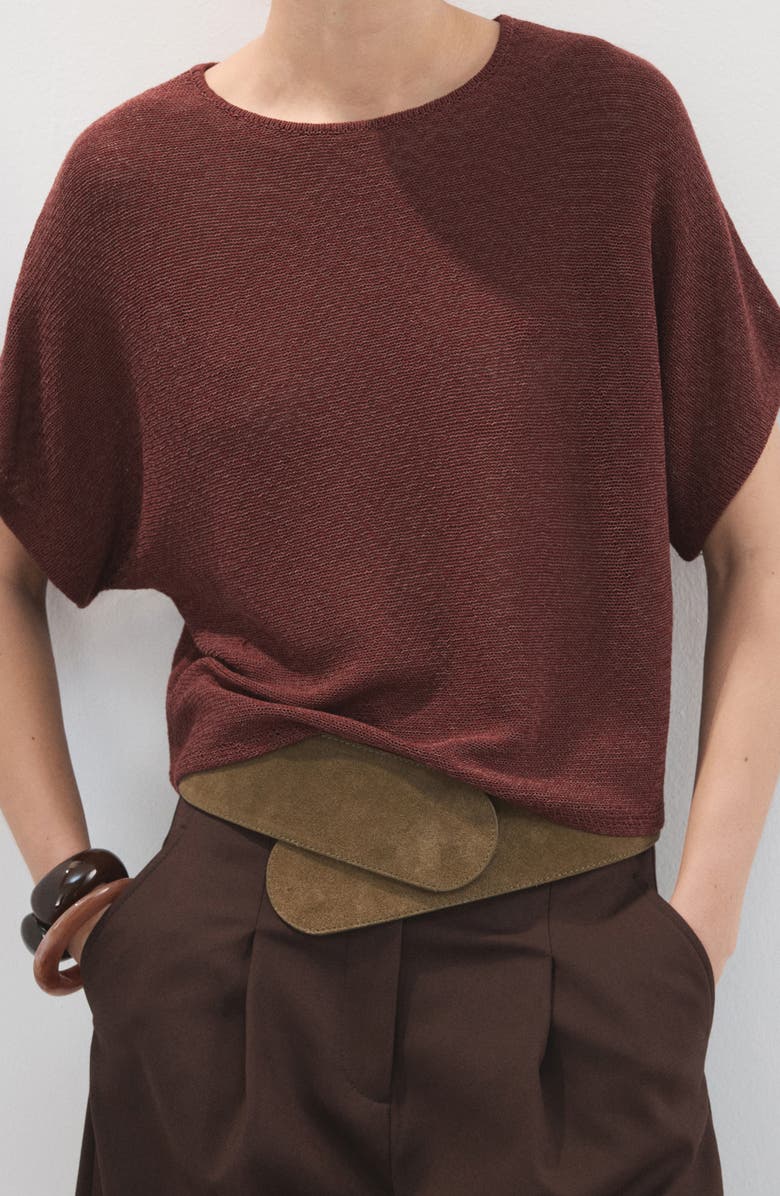 MANGO Short Sleeve Sweater, Alternate, color, 
