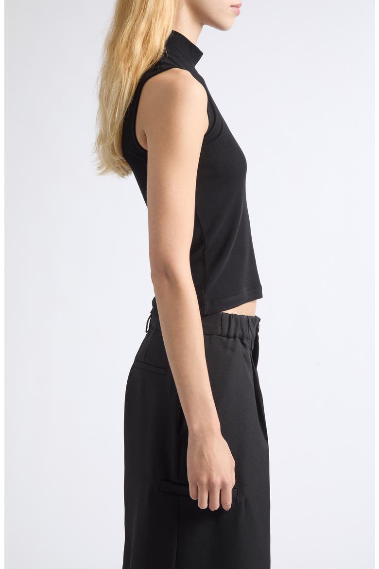 Mock Neck Sleeveless Top, Alternate, color, BLACK
