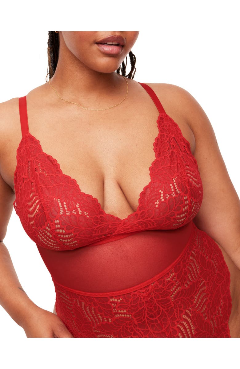 Adore Me Zora Bodysuit Lingerie, Alternate, color, Dark Red