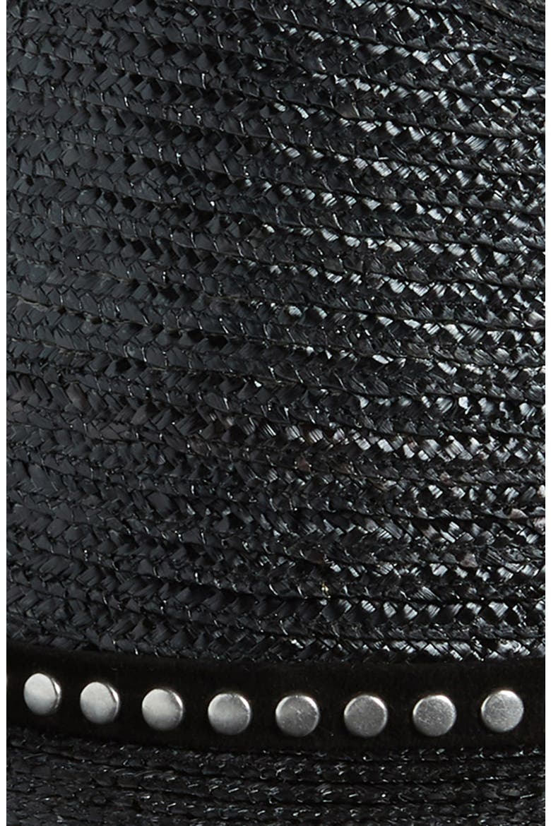 Studded Cowboy Straw Hat, Alternate, color, NOIR/ GOLD