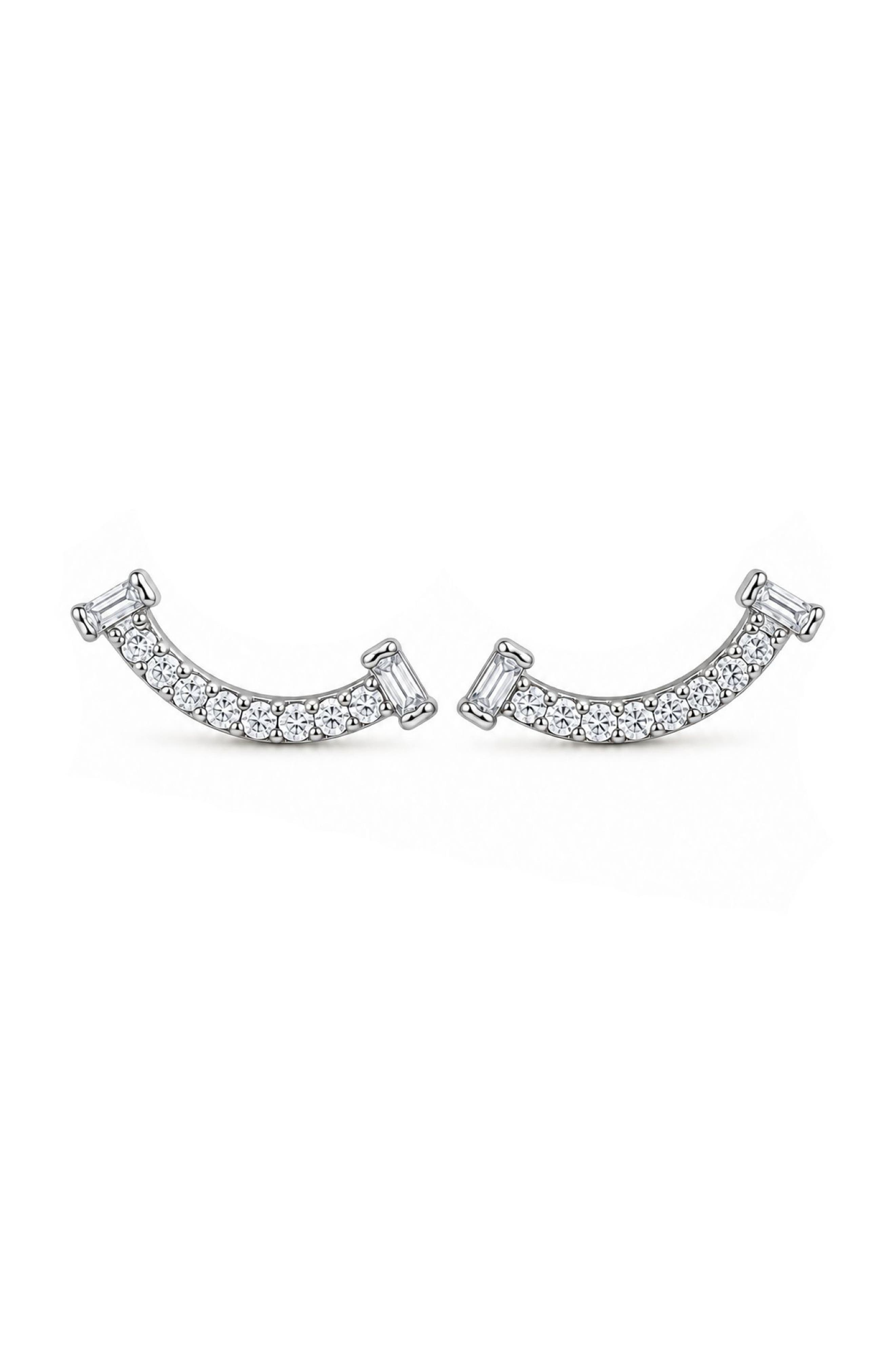 Cubic Zirconia Smile Stud Earrings