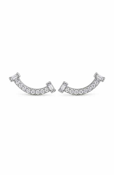 Cubic Zirconia Smile Stud Earrings