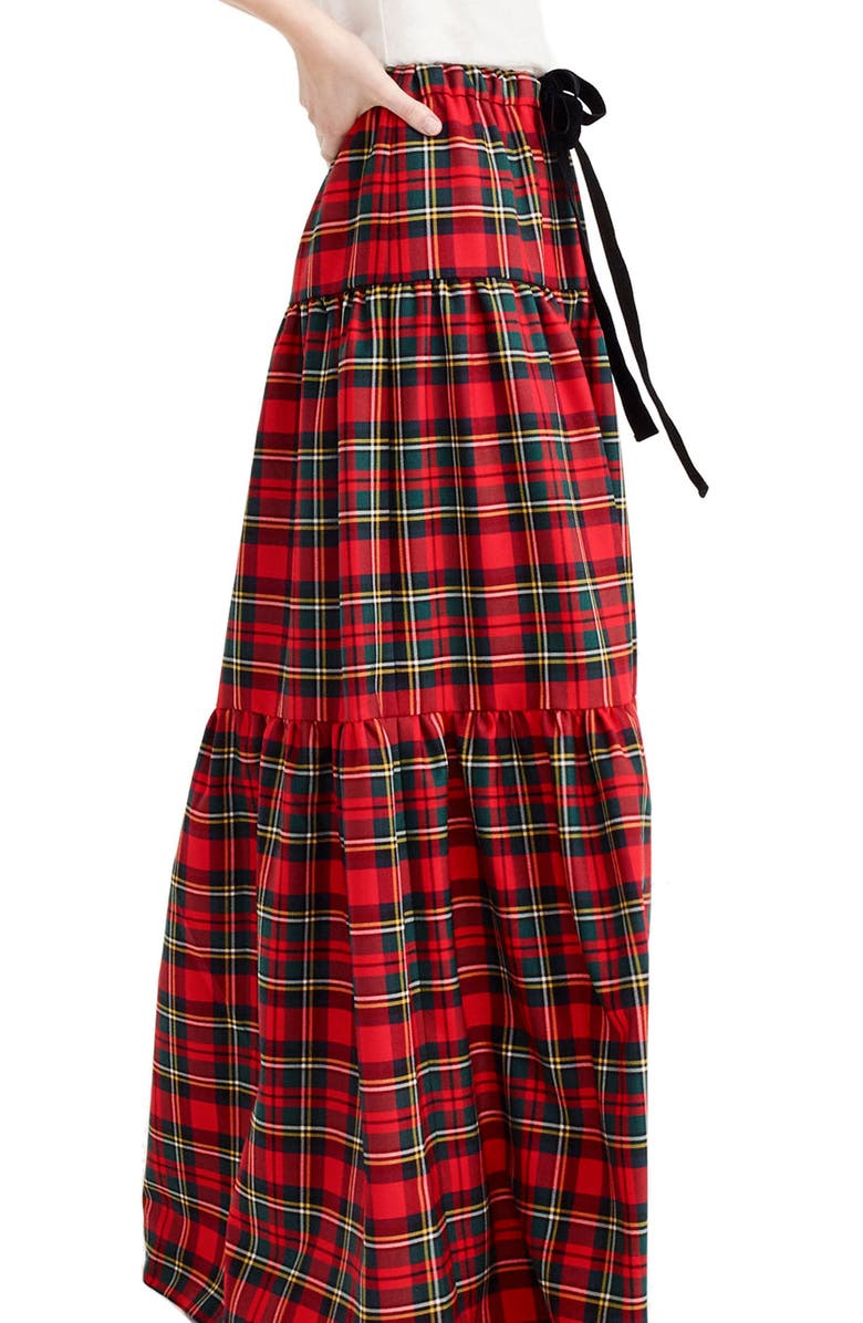 J.Crew Tartan Plaid Tiered Maxi Skirt, Alternate, color, 