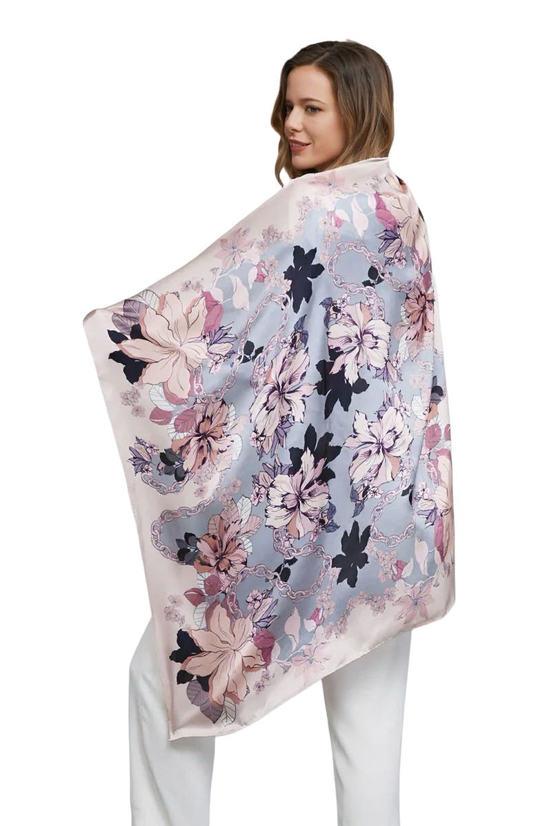SILKSILKY Floral Print Silk Scarf, Alternate, color, Multi