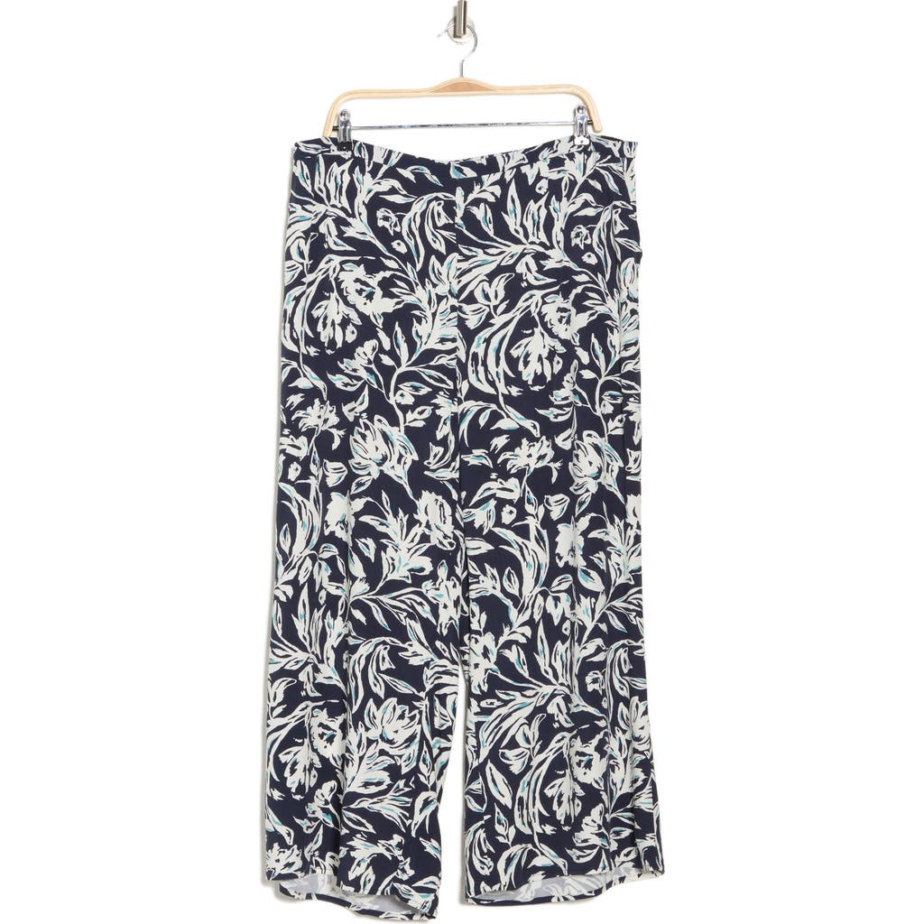 Nordstrom Rack Pull-on Crop Palazzo Pants In Navy Blazer Marked Blooms