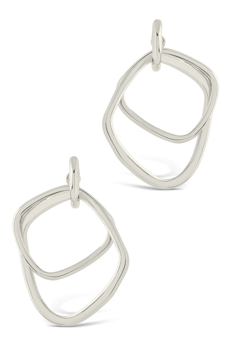 Arabelle Modern Geometric Drop Earrings, Alternate, color, SILVER