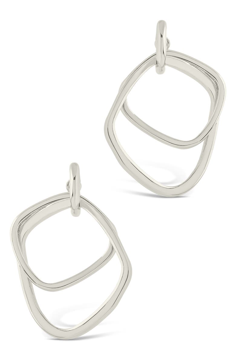 Sterling Forever Arabelle Modern Geometric Drop Earrings, Alternate, color, Silver