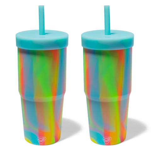 Silicone 32Oz Straw Tumblers 2 Pk