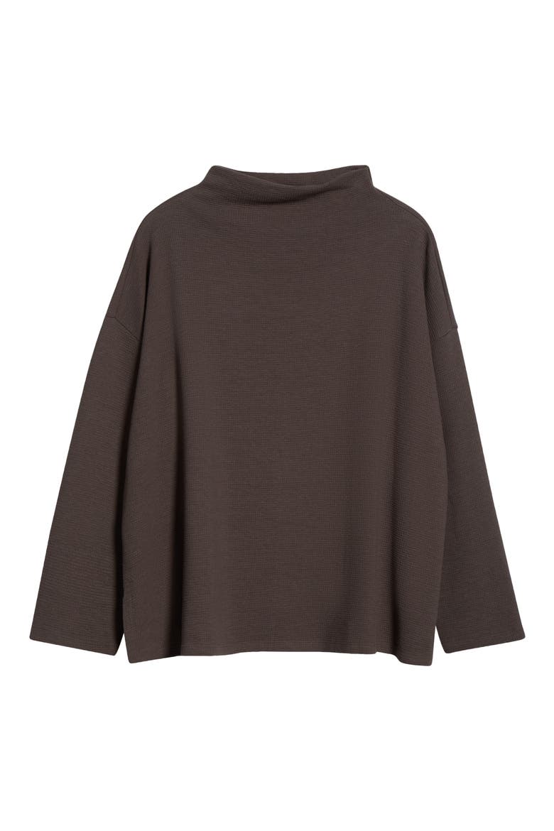 Funnel Neck Boxy Organic Cotton Blend Top, Alternate, color, RYE