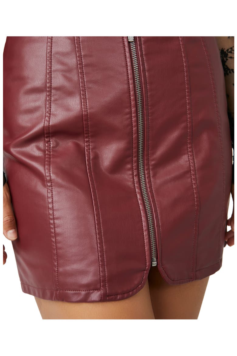 Layla Faux Leather Miniskirt, Alternate, color, WILD GARNET