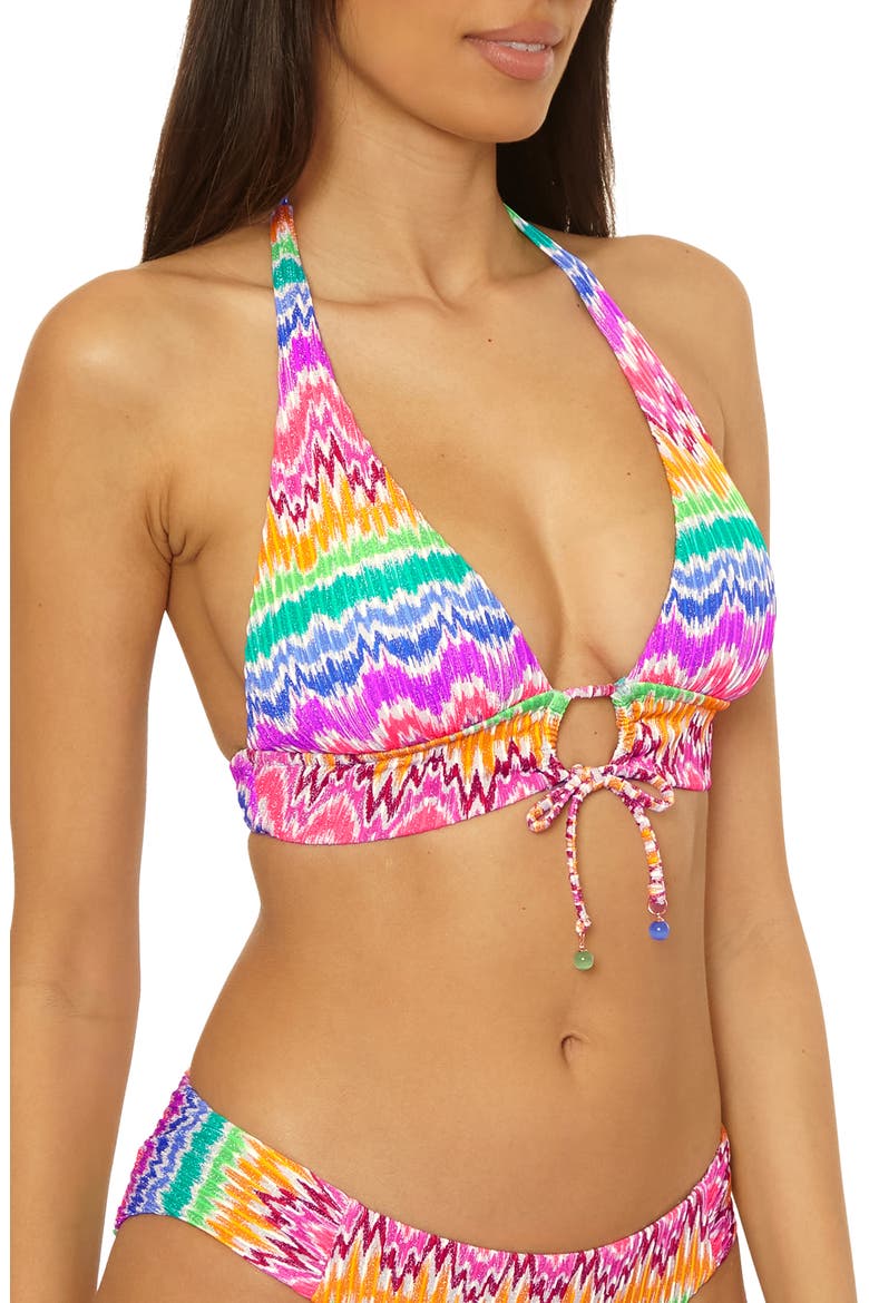 Rio Halter Bikini Top, Alternate, color, PINK MULTI