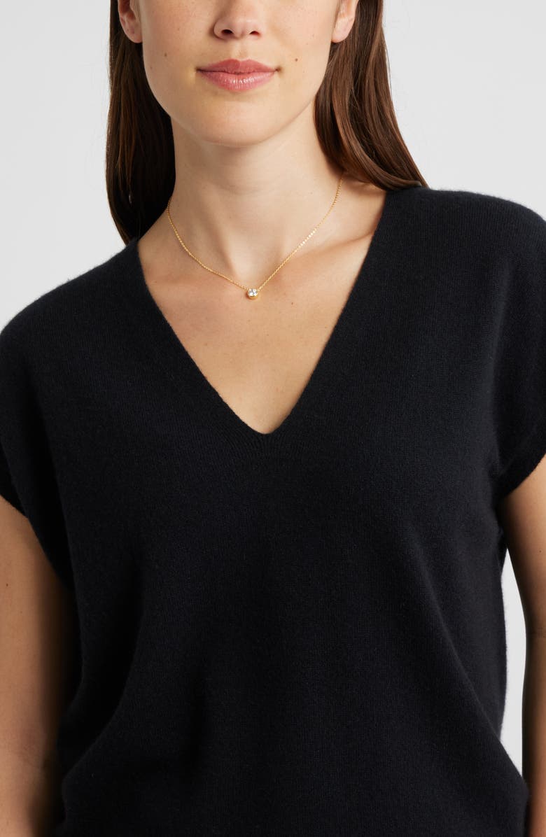 Nordstrom Solitaire Bezel Pendant Necklace, Alternate, color, Clear- Gold