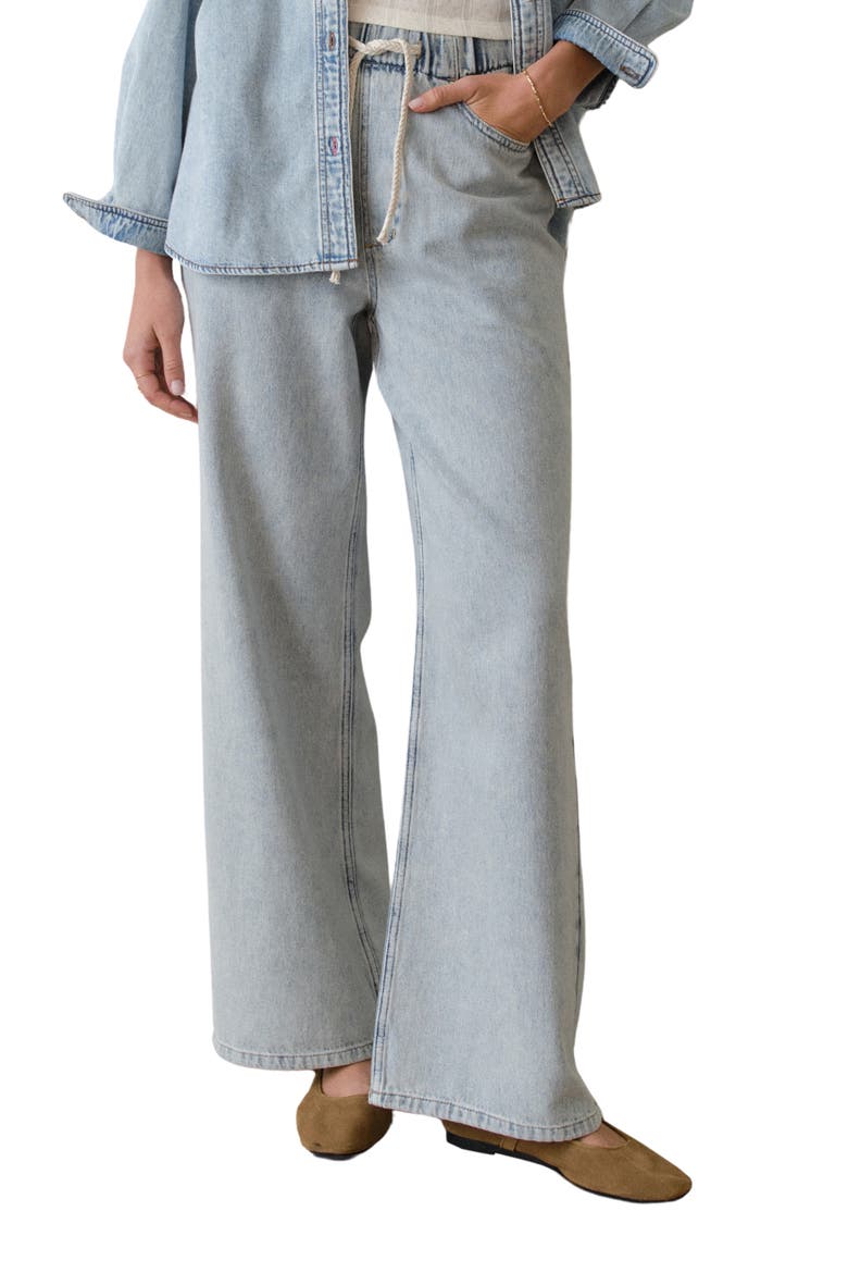 Ella Wide Leg Drawstring Jeans, Main, color, LIGHT WASH