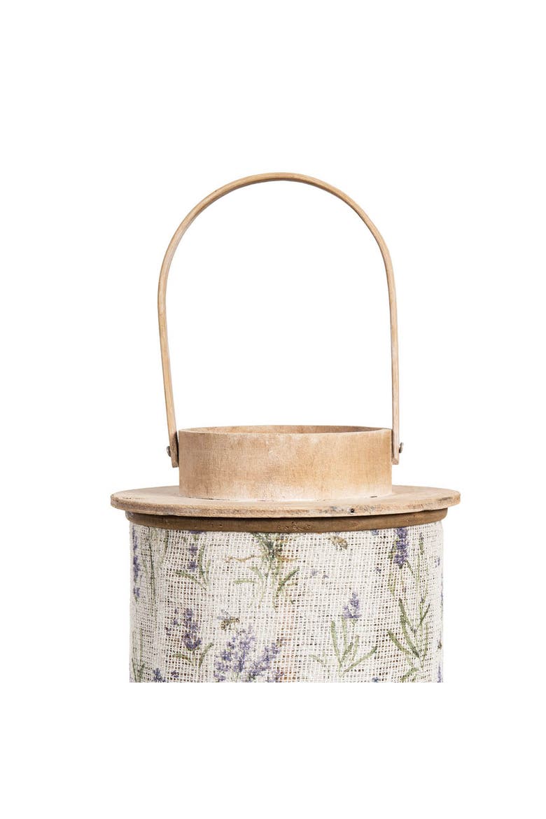 Lavender Fields Floral Botanical Wood Candle Holder Lantern, Alternate, color, White