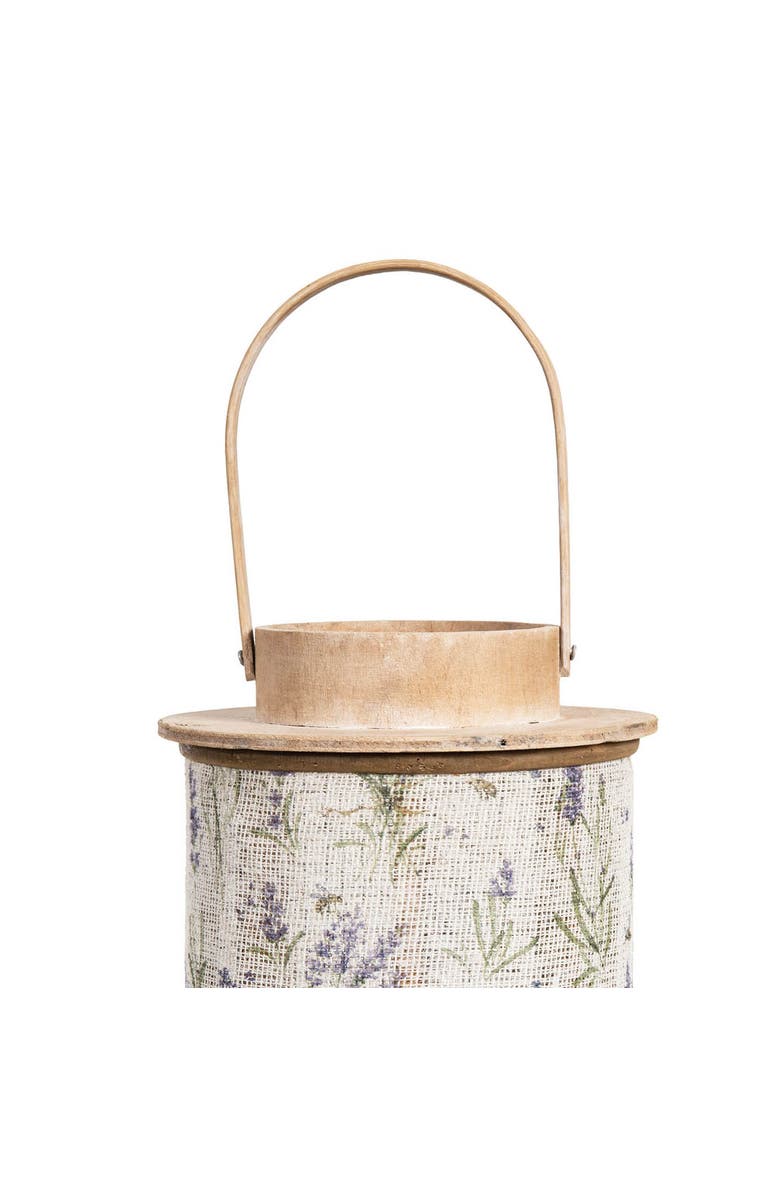 Gallerie II Lavender Fields Floral Botanical Wood Candle Holder Lantern, Alternate, color, White