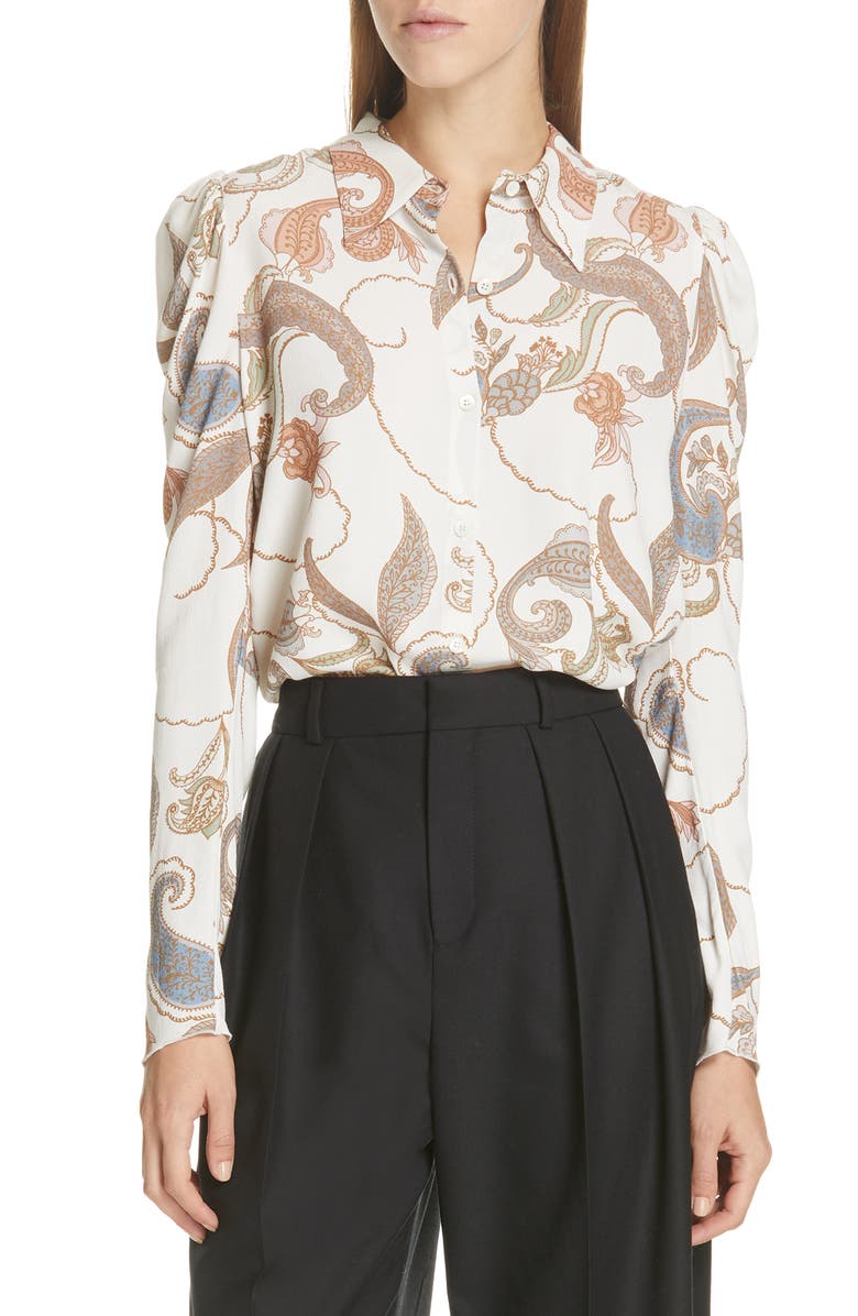See by Chloé Paisley Puff Sleeve Blouse, Main, color, 