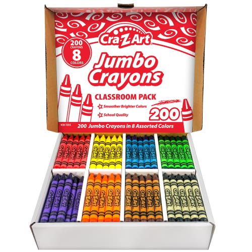 CRA-Z-ART Crazart Classroom Pack Jumbo Crayons 200Pcs, 8 Colors, Toddlers & Kids in Multicolored  product