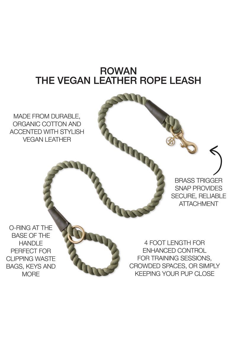 Rowan Vegan Leather Rope Leash, Alternate, color, SCOTTISH OLIVE