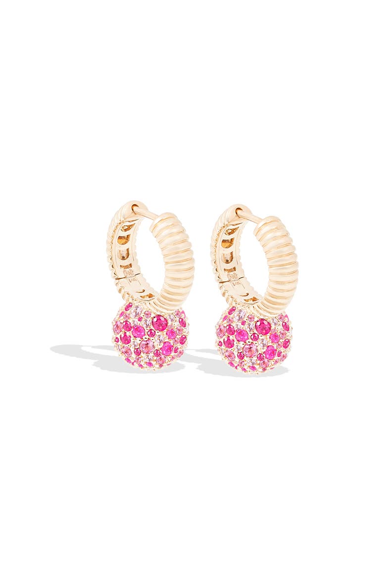 Revel Bobble Huggie, Alternate, color, Pink Sapphire- Gold