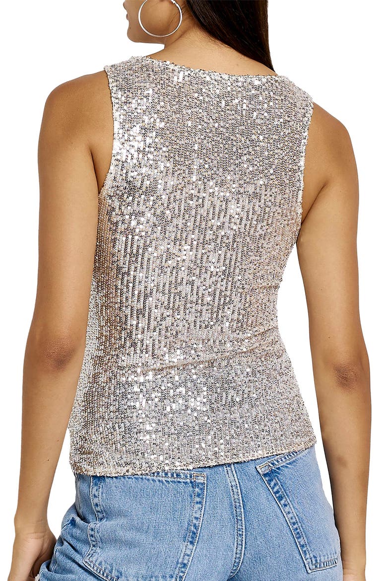 Sequin Tank Top, Alternate, color, SILVER