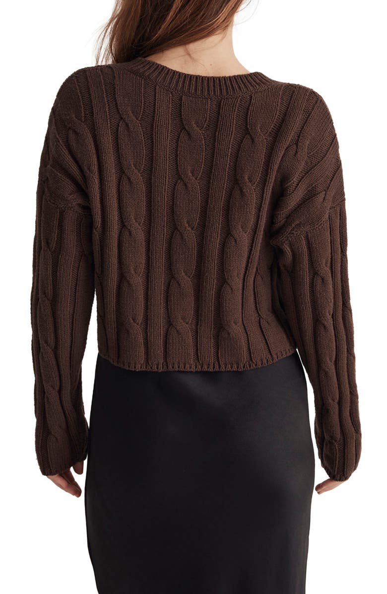 Madewell Cable Knit V-Neck Crop Sweater, Alternate, color,