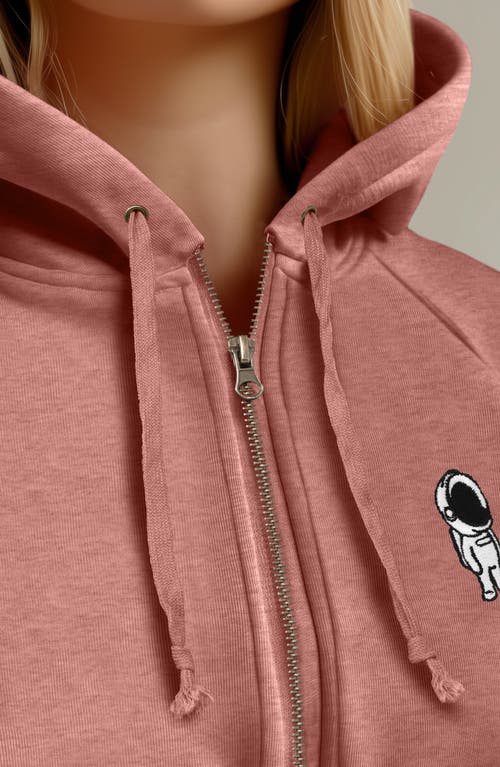 Shop Dalix Astronaut Zip Fleece Hoodie In Dusty Rose