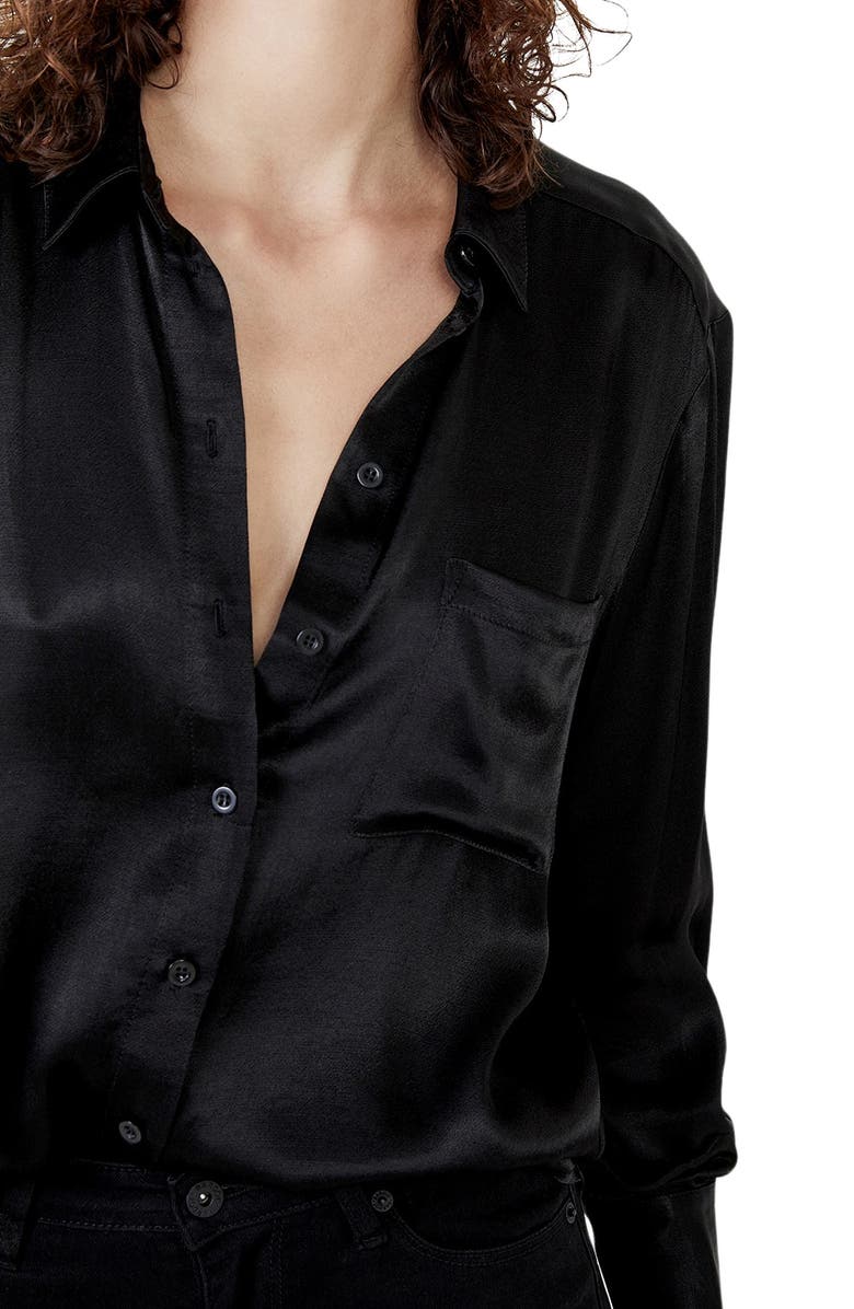 Bardot Satin Crepe Button-Up Shirt, Alternate, color, 