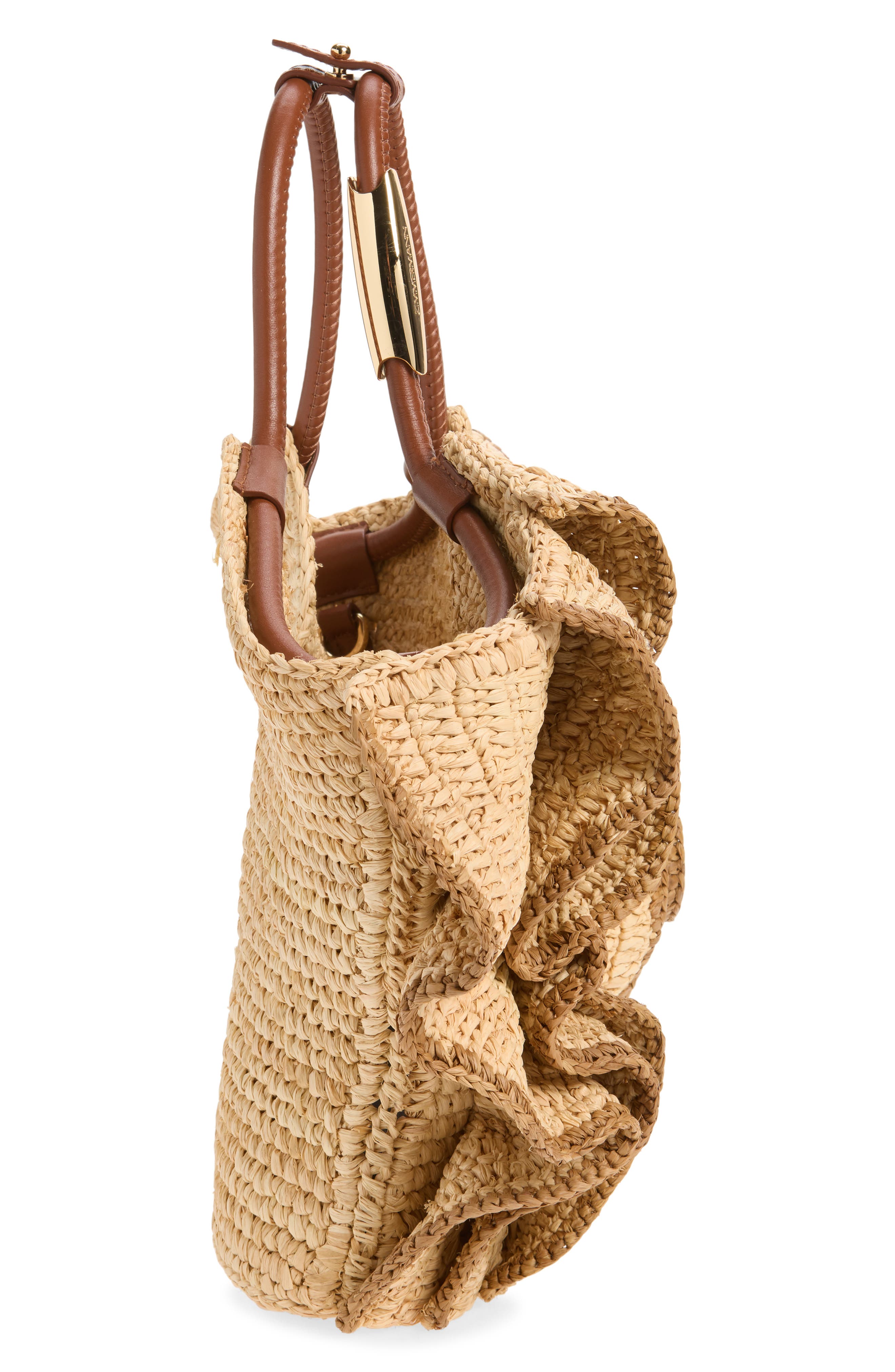 Small Goldentime Ruffled Tote, Alternate, color, NATURAL