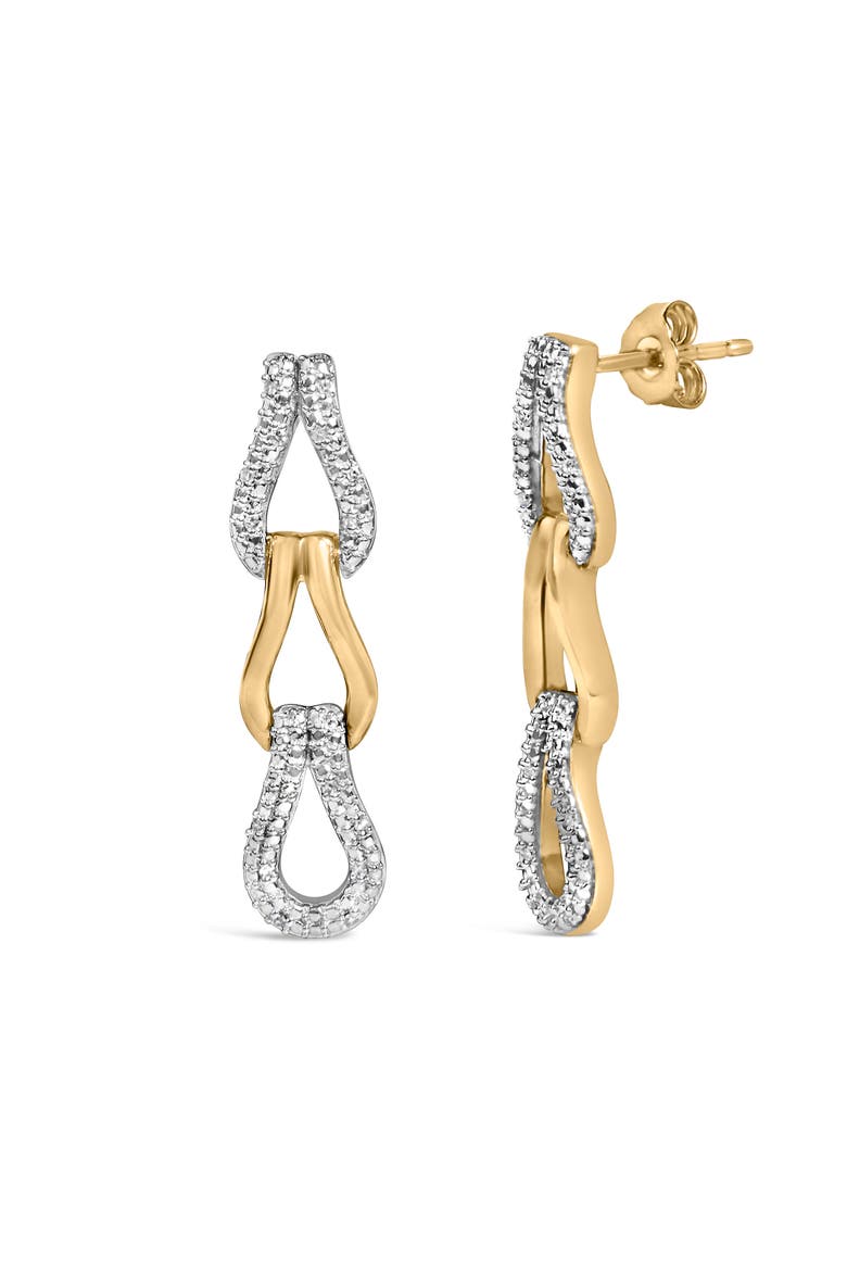Gold Vermeil 1/10 Cttw Diamond Bold Knot Link Earring, Alternate, color, Silver
