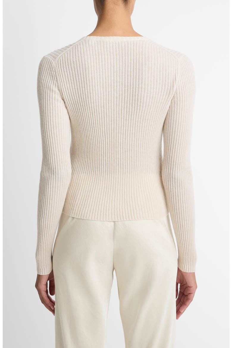Cashmere & Silk Rib Cardigan, Alternate, color, WHITE SAND