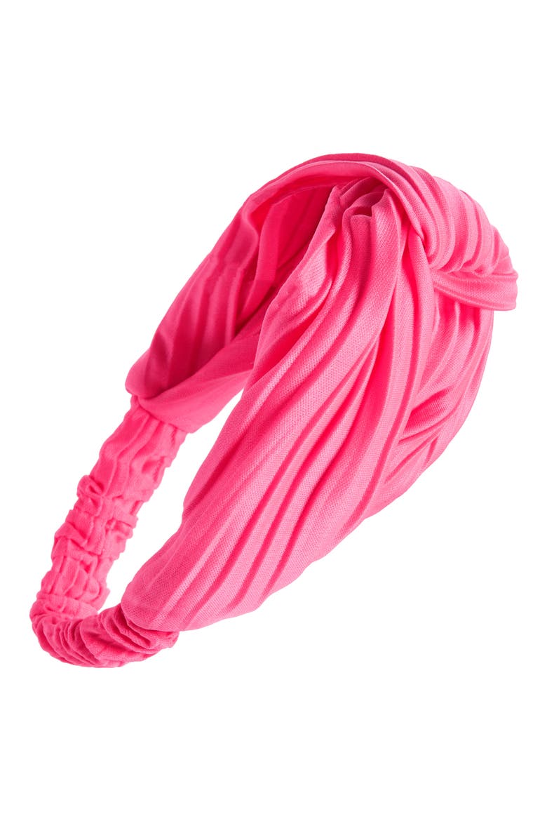 Pleated Head Wrap, Main, color, NEON PINK