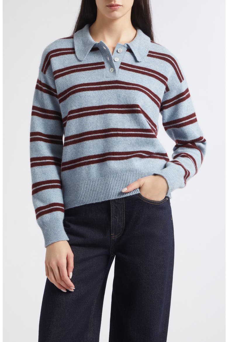 Edie Striped Wool Polo Sweater, Main, color, VINTAGE WITH PORT