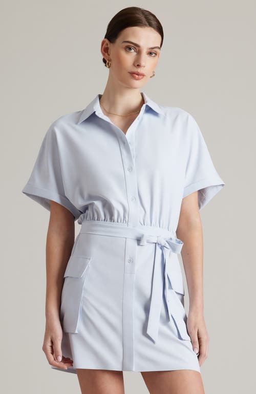 Shop Rhone Mirage Water Repellent Short Sleeve Mini Shirtdress In Blue Ice