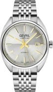 GEVRIL Five Points Silver Dial Stainless Steel Bracelet Watch, 44.5 mm