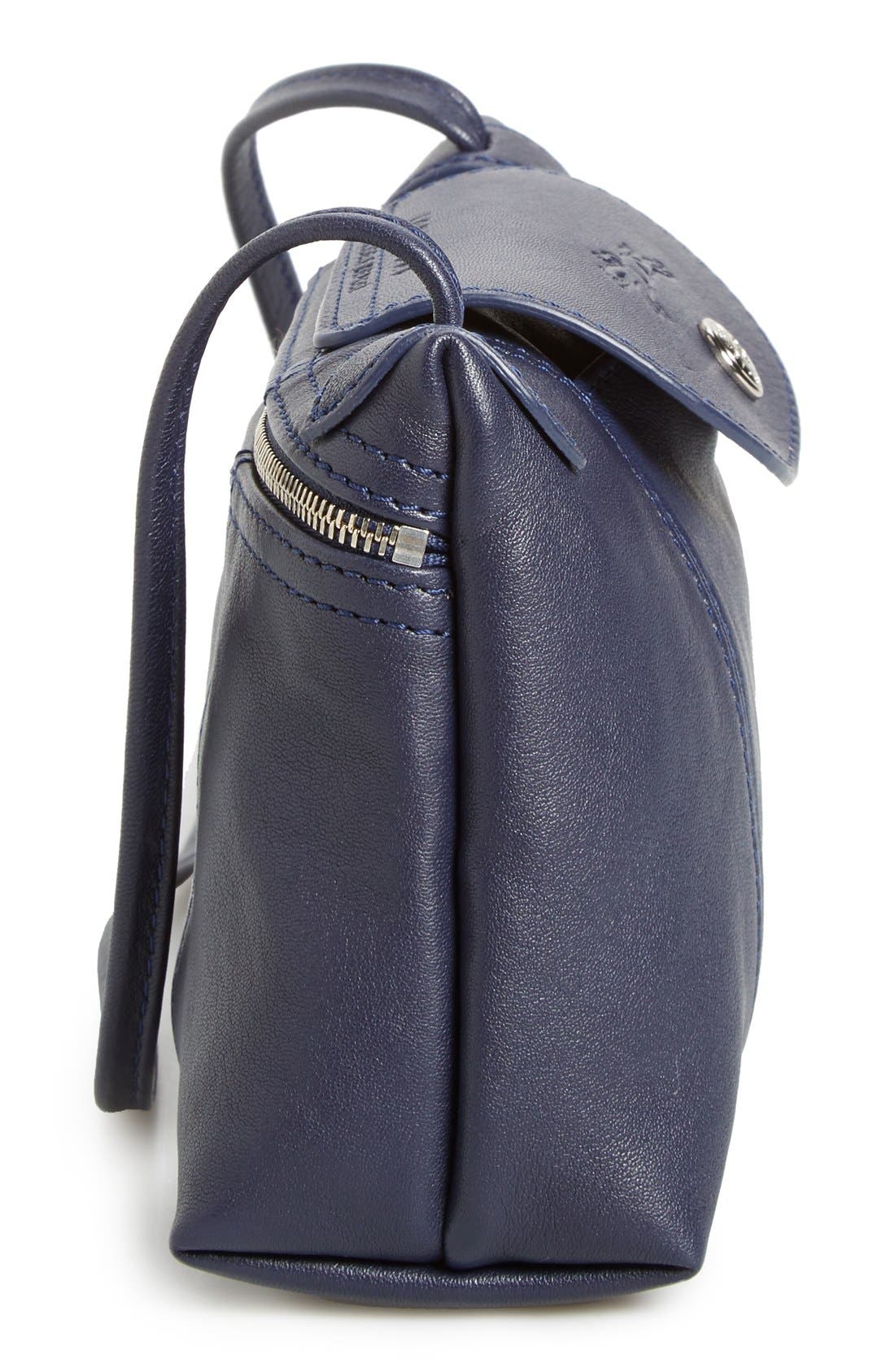 Le Pliage - Cuir Crossbody Bag, Alternate, color, NAVY