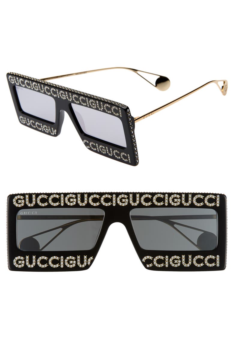 Gucci 60mm Mask Rectangular Sunglasses, Main, color, 