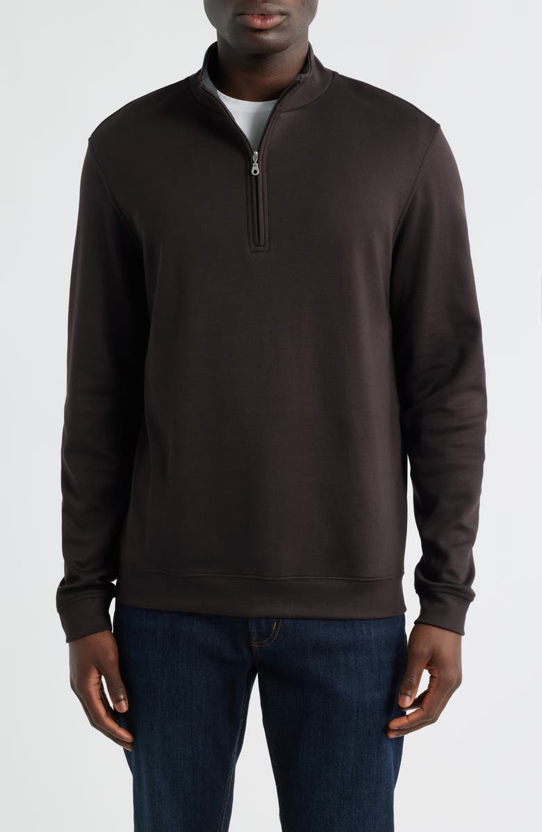 Scott Barber Pima Cotton Interlock Quarter Zip Pullover, Main, color, Dark Chocolate