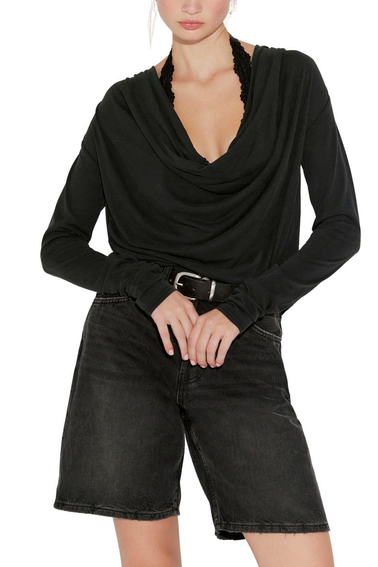 Jane Cowl Neck Long Sleeve Top, Main, color, BLACK
