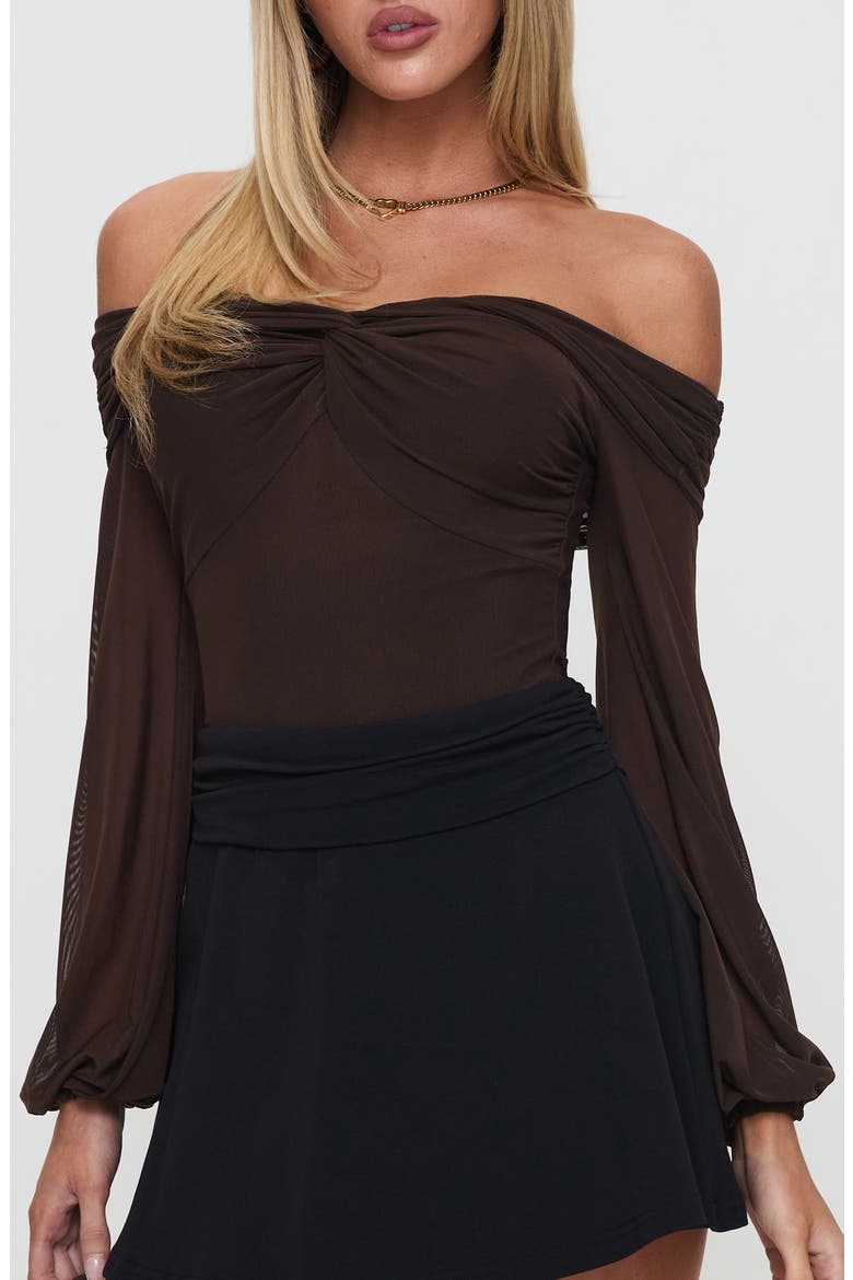 Babette Off the Shoulder Bodysuit, Main, color, BROWN