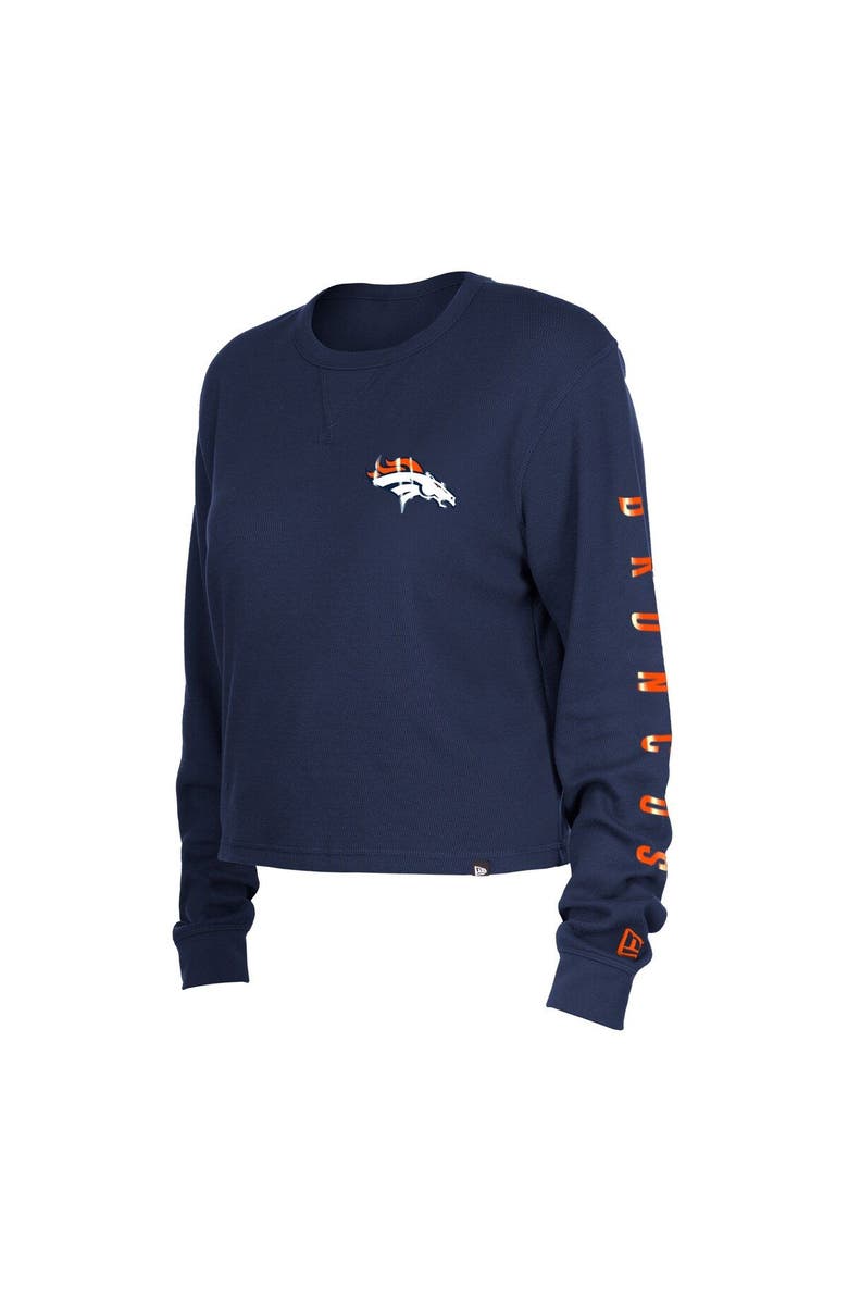 New Era Women's New Era Navy Denver Broncos Thermal Crop Long Sleeve T-Shirt, Alternate, color, Navy
