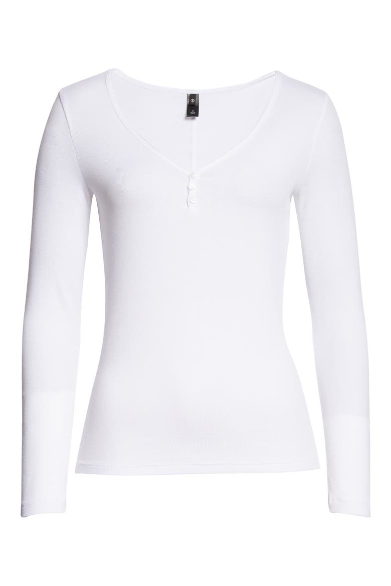Anita V-Neck Long Sleeve Henley, Alternate, color, TRUE WHITE