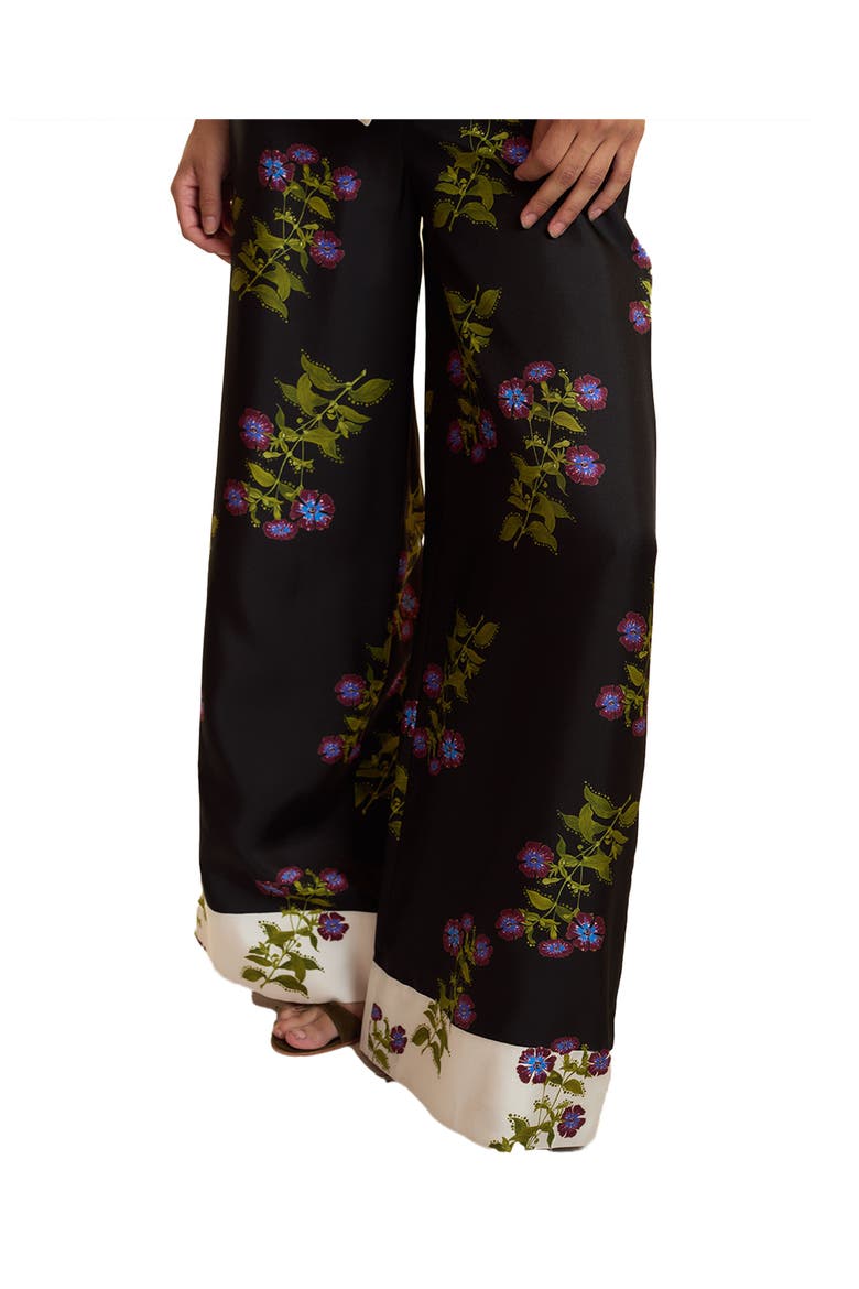 Silk Wide Leg Pants, Alternate, color, Black Floral