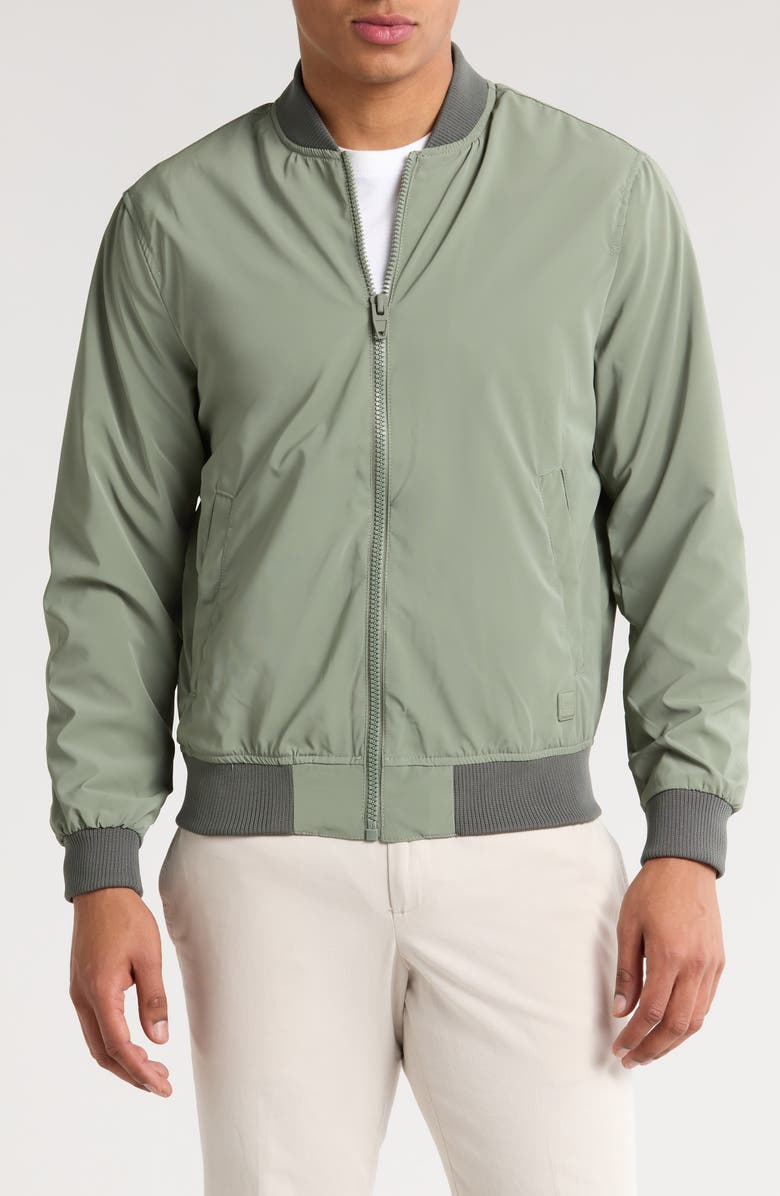 DENIM AND FLOWER Nylon Bomber Jacket, Main, color, Sage