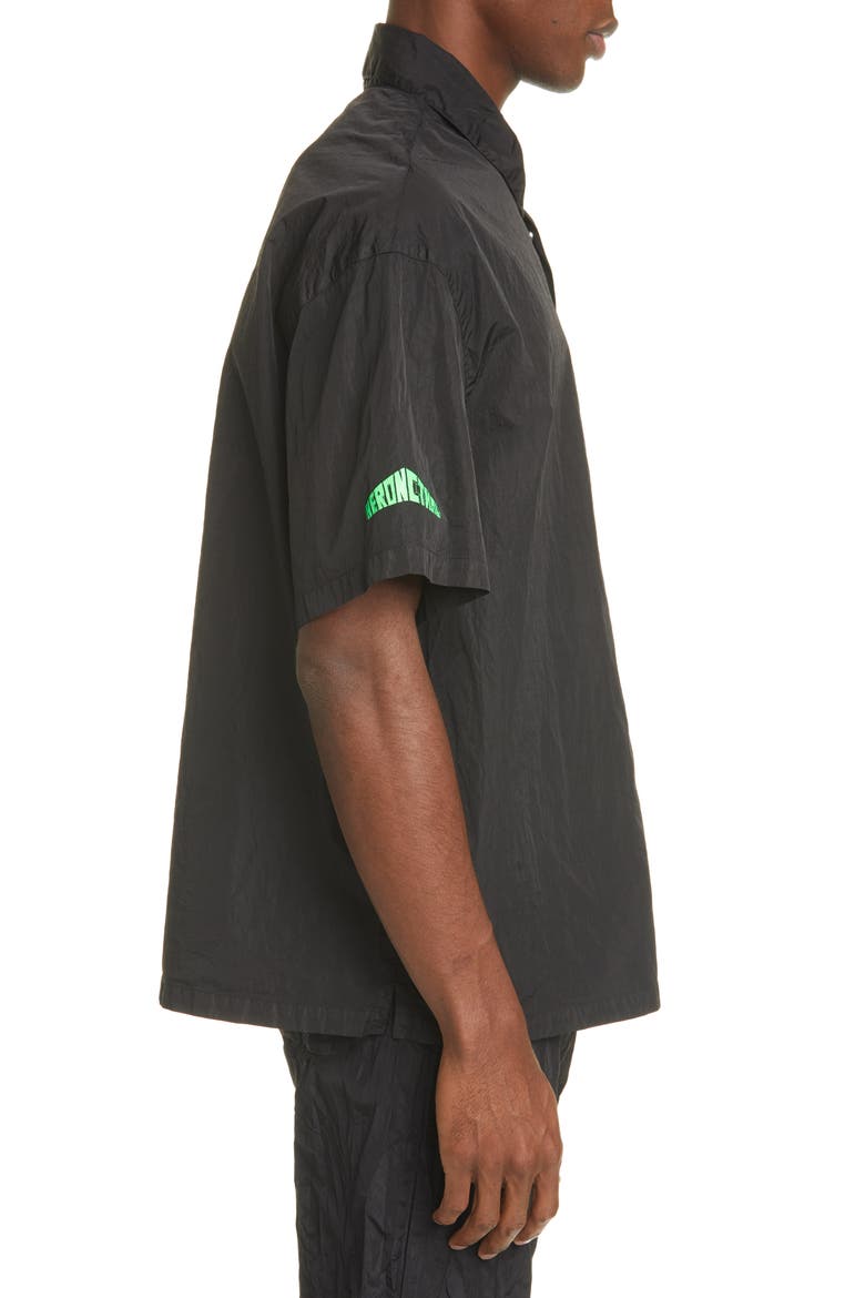 Patch Pocket Short Sleeve Nylon Shirt, Alternate, color, BLACK GREEN
