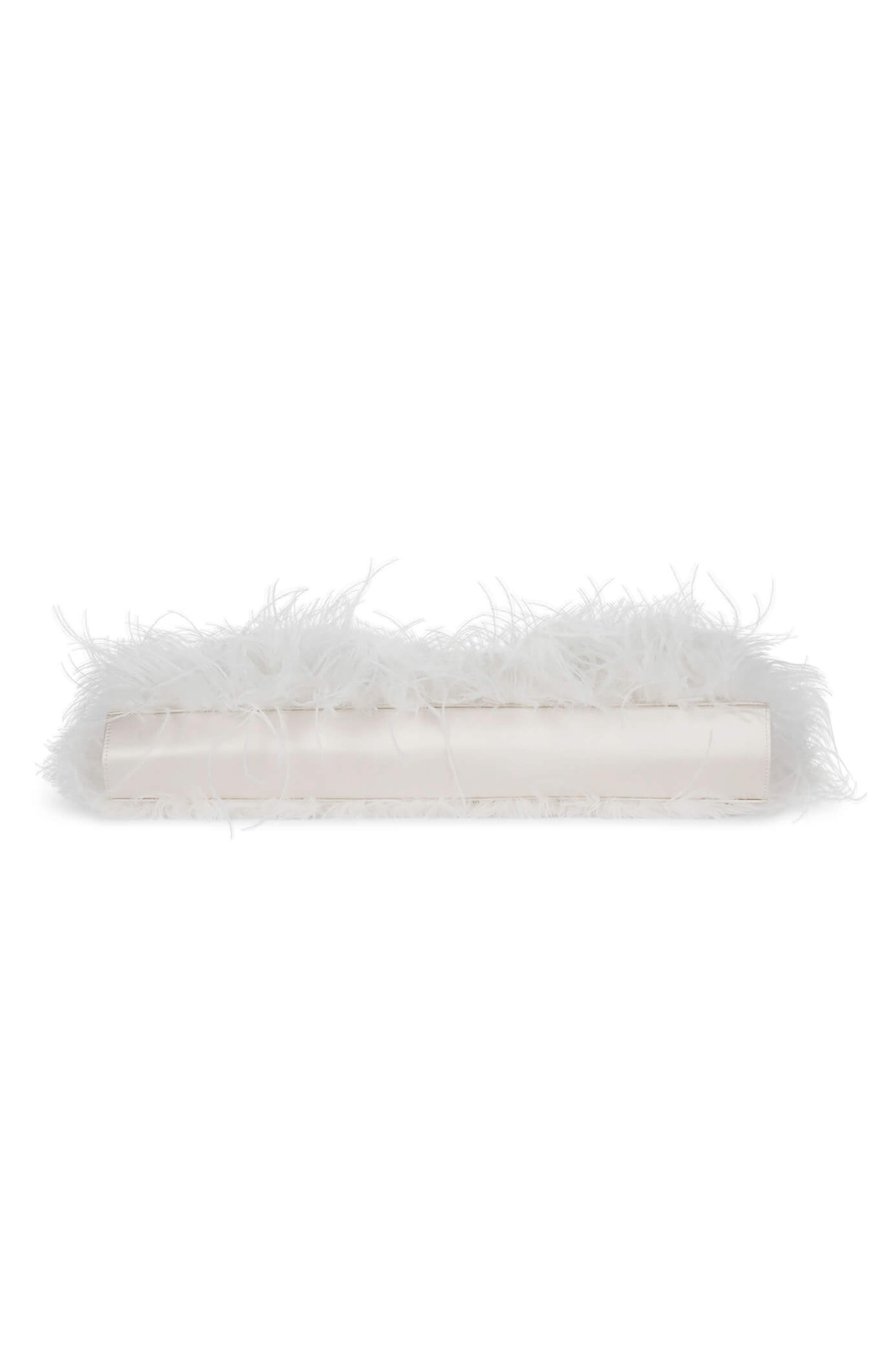 Jeffrey Campbell Animal Feather Clutch, Alternate, color, White Combo
