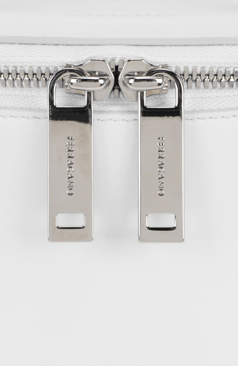 FERRAGAMO Cube Leather Bucket Bag, Alternate, color, White