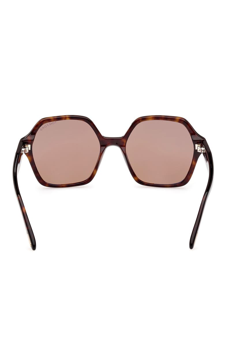 Romy 56mm Geometric Sunglasses, Alternate, color, SHINY DARK HAVANA / BROWN