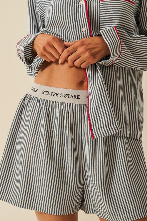 Stripe & Stare Ecovero Pyjama Shorts In Blue